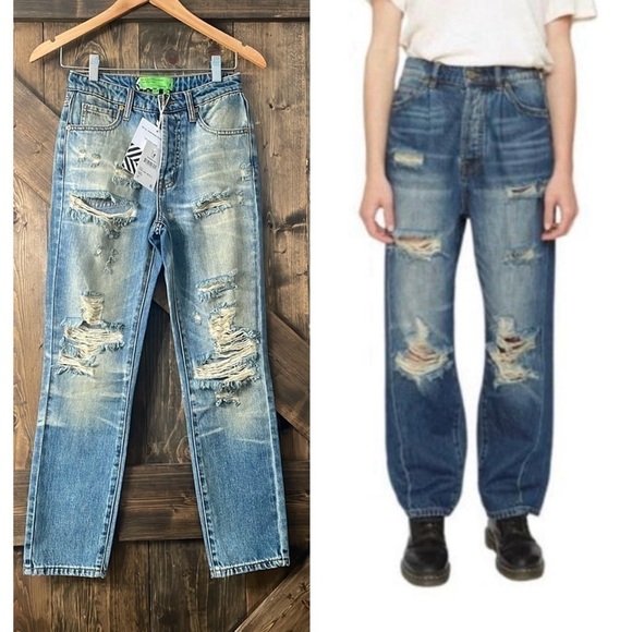 FREE PEOPLE x Sandrine Rose Butterfly Straight Leg Jeans